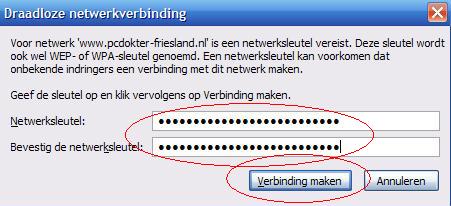 netwerksleutel invoeren