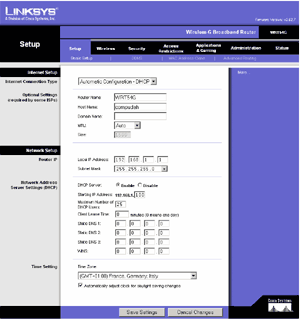 Linksys setup scherm